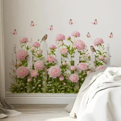 Charming Vintage Peony Bloom Removable Wall Mural Decor (Pink)