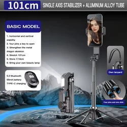 Multifunctional Handheld Gimbal Stabilizer with Wireless Remote and Tripod Stand (Q31 Black)