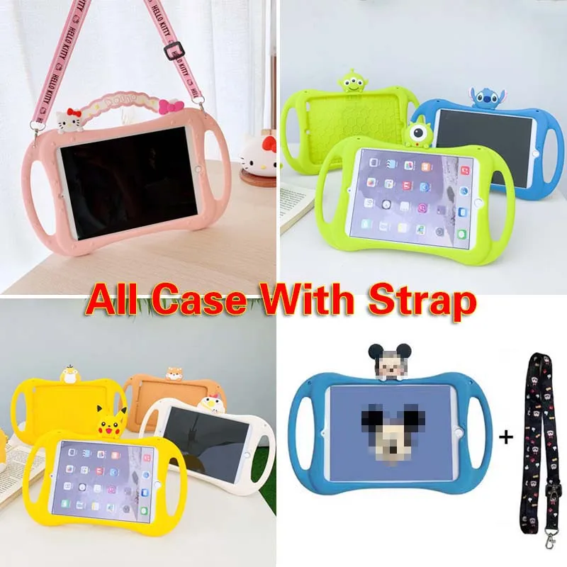 Cute Kids Silicone Strap Handle Case Cover For iPad 7/8th Air 4