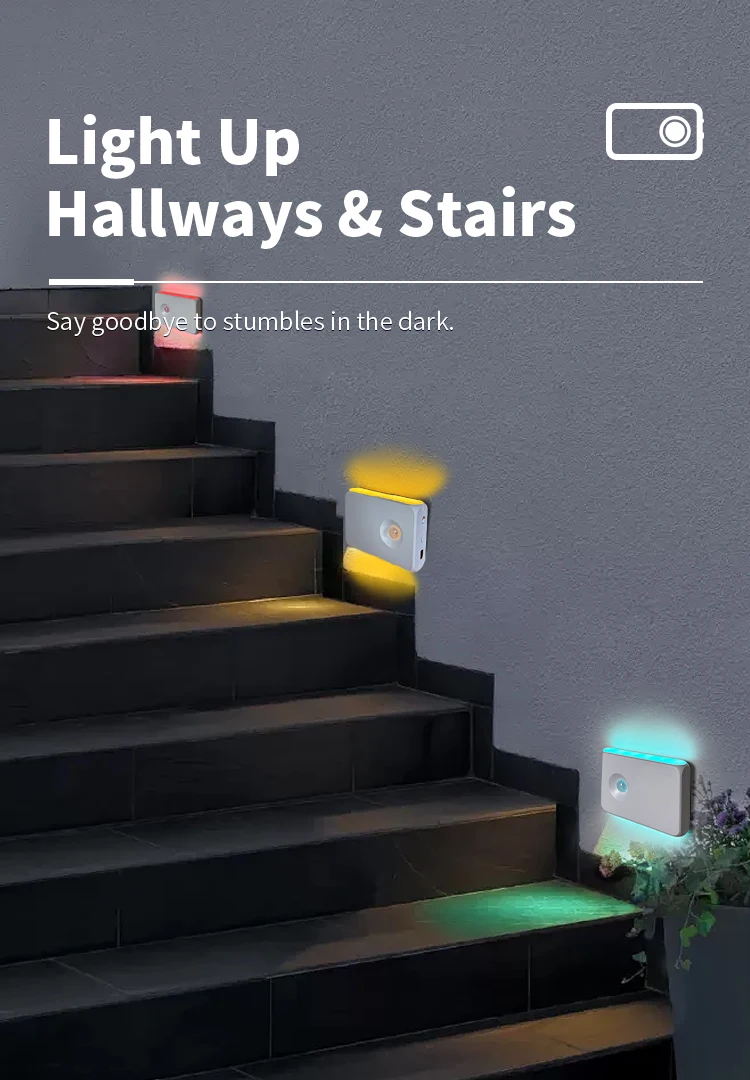 Motion Sensor Wall Lamp Magnetic Night Light Type-C Charging Warm/RGB Light Wireless Cabinet Lights for Indoor Closet Stair