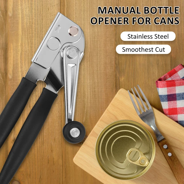 Can Opener Manual with Magnet and Sharp Blade Smooth Edge, Handheld Openers  with Big Effort-Saving Knob, Can Opener with Multifunctional Bottles