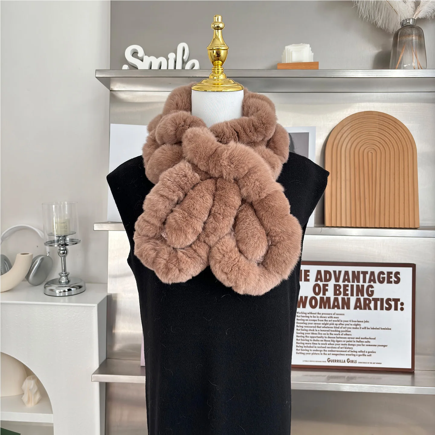 Koreanischen Stil Doppelseitige Echt Rex Kaninchen Fell Schal Herbst Winter Warme Kragen Unisex Modische Hals Wärmer – Detail 17