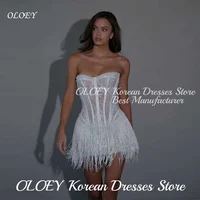 OLOEY Exquisite Strapless Mini Short Evening Dress Rainstoned Tassel Party Gown Vestidos De Noche Elegantes 2025 New 1