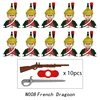 10pcs Napoleonic Wars Military Soldiers Building Blocks WW2 Mini Figures French British Fusilier Rifles Weapons Toys For Kids 5