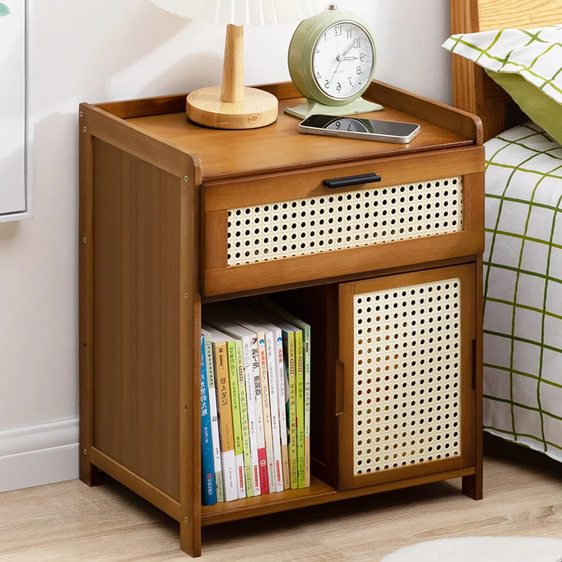 Simple Modern Storage Shelf Home Small Bedside Cabinet Storage Solid Wood Rental Room Bedside Table Bedroom Furniture
