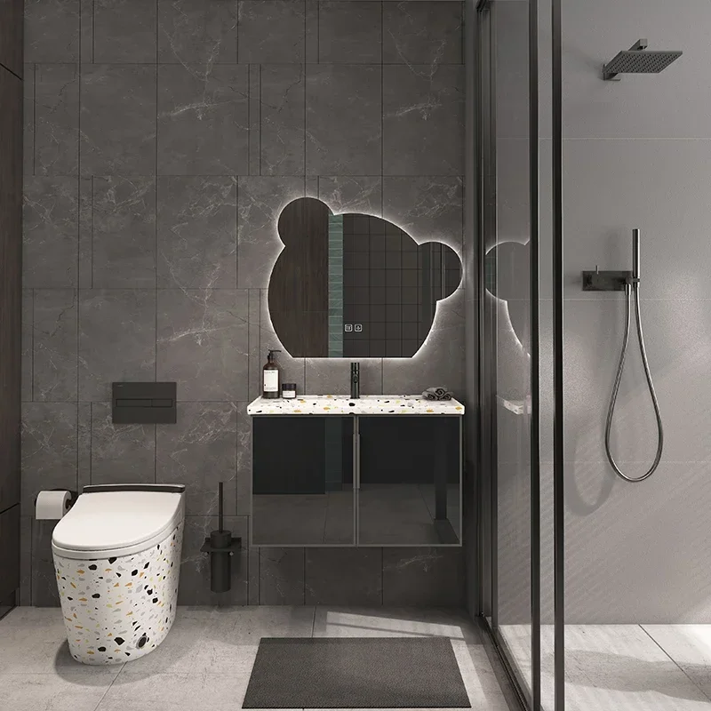 S~Bathroom Cabinet Modern Minimalist Bathroom Smart Wash Basin Combination Bath Furniture