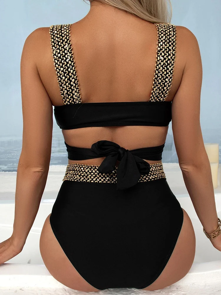 Riseado sexy Push-up Badeanzug einteilige Bade bekleidung Frauen schwarz Badeanzug Stich Detail einteiligen Badeanzug für Frauen