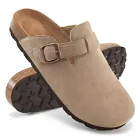 Bebealy sabots de semelle en liège pour femmes Mules en daim de vache avec soutien de la voûte plantaire mode sans lacet hommes chaussures de pomme de terre véritable dames sabots chaussures 1