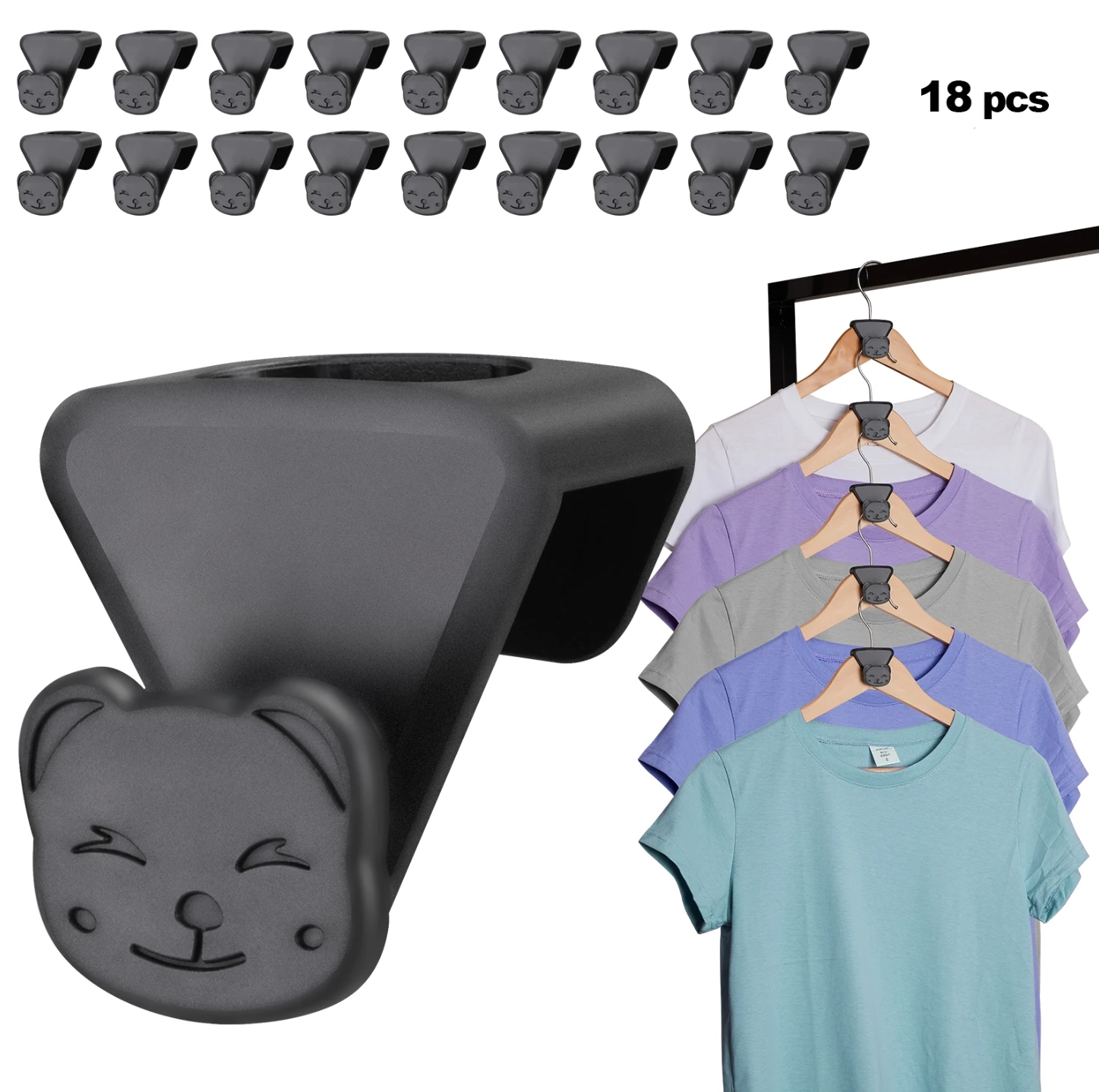 6pcs/set Bear Shape Triangles Clothes Hanger Connector Hooks
