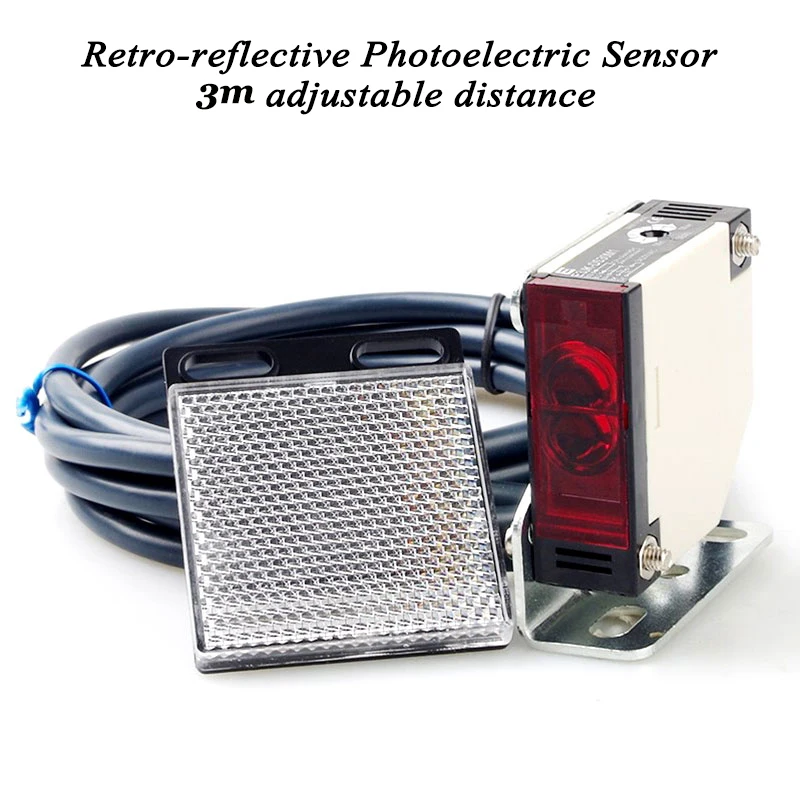 3m NO NC Retro-reflective Photoelectric Sensor Photocell Light switch Motion Detector Electric Proximity sensor Security Alarm photoelectric sensor