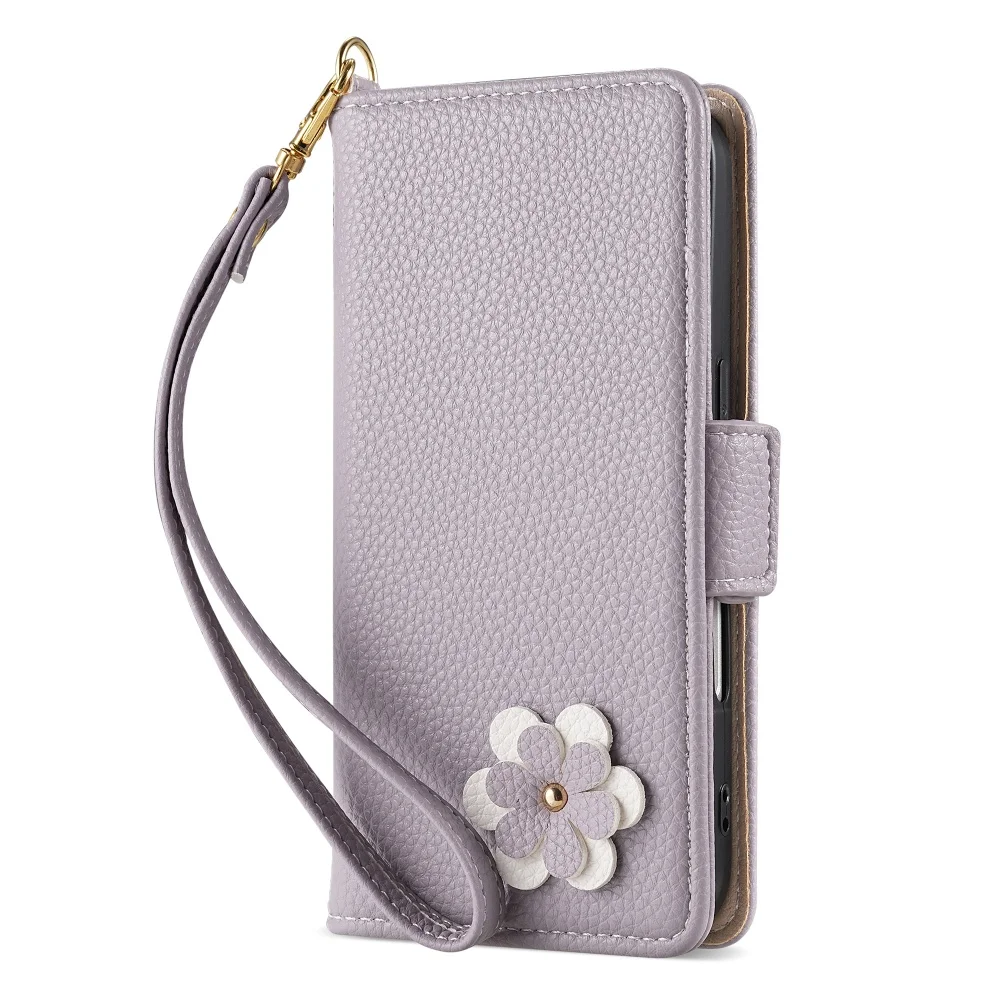Elegant 3D Floral Leather Phone Wallet Case with Card Slot and Flip Cover