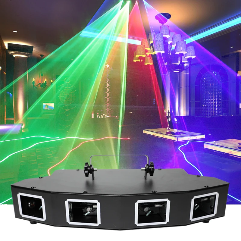 4 Lens Intelligent voice control party lights lazer stage light disco dj laser lights for sale Wedding nightclub