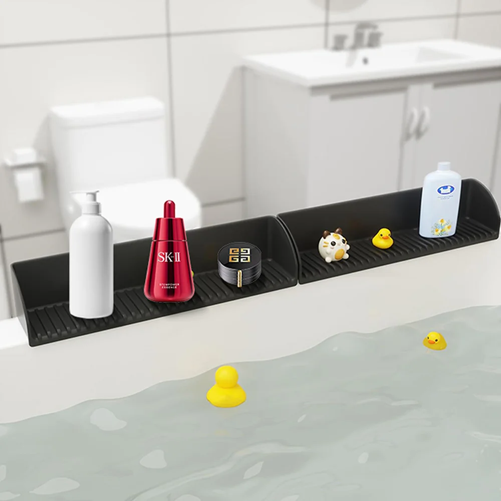 A Bathtub And和水槽 Splash-Proof Cover-Silicone Bathtub Splash-Proof Holder, Tray Holder, Cover with 4 Suction Cups, Silicone Water Shield