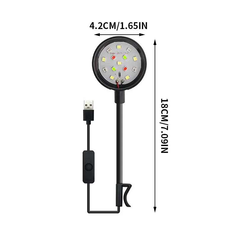Aquarium Light With Adapter LED Clip On Fish Tank Light Small Full Spectrum USB Light 360&deg; Rotation Lighting aquarium light aquarium lamp
