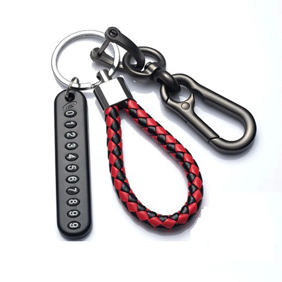 Stylish Men's Woven Leather Keychain with Trendy Pendant Design