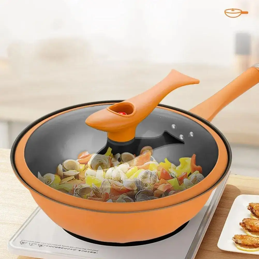  Non-Stick Clay Wok With Steamer Basket,12.6in