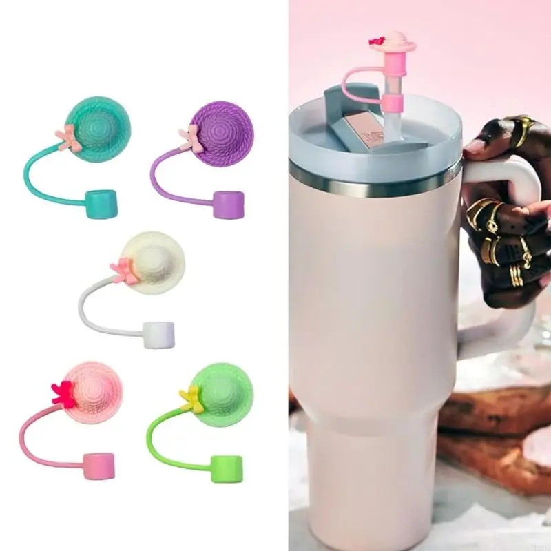 Drinking Straw Caps Plugs Portable Straw Caps Lovely Hat Silicone Covers Accessories Enduring B03E