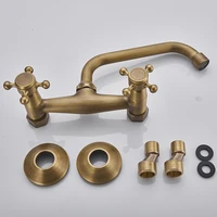 ทองเหลืองโบราณอ่างล้างหน้าก๊อกน้ําติดผนังห้องน้ํา Mixer Tap ร้อนเย็นก๊อกน้ําอ่างล้างจาน 360 หมุน ORB สีดํา Kitchen Mixer ก๊อก 6