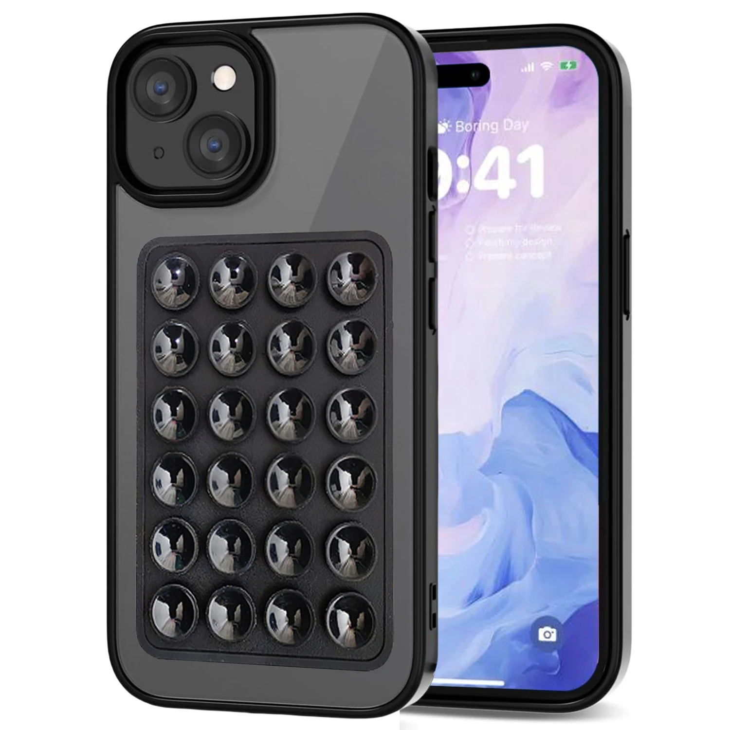 Saugnapf-Handyhülle für iPhone 16 15 14 13 12 11 Pro Max XS 15 Plus 12 Mini Transparente Süßigkeiten stoßfeste Silikon-Rückseite