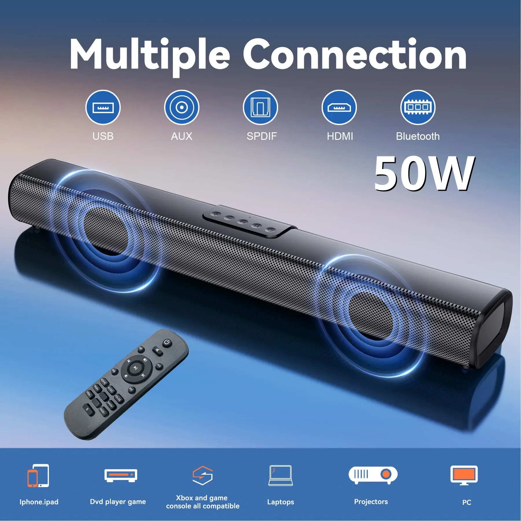 ◆Bluetooth接続サウンドバー/リモコン付き Amazon.co.jp: Fityou ホームシアターシステム サウンドバー