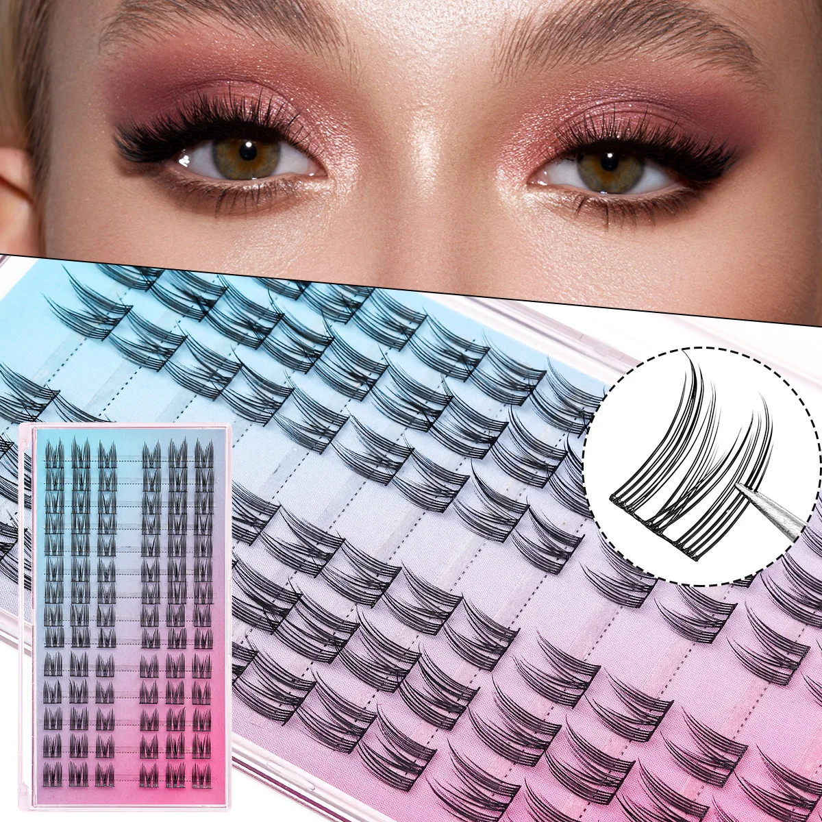 Extensiones de pestañas 3D prefabricadas, 84 grupos, pinchos en forma de abanico A/M, mezcla de pestañas, maquillaje Individual, espectacular, Wispy, DIY