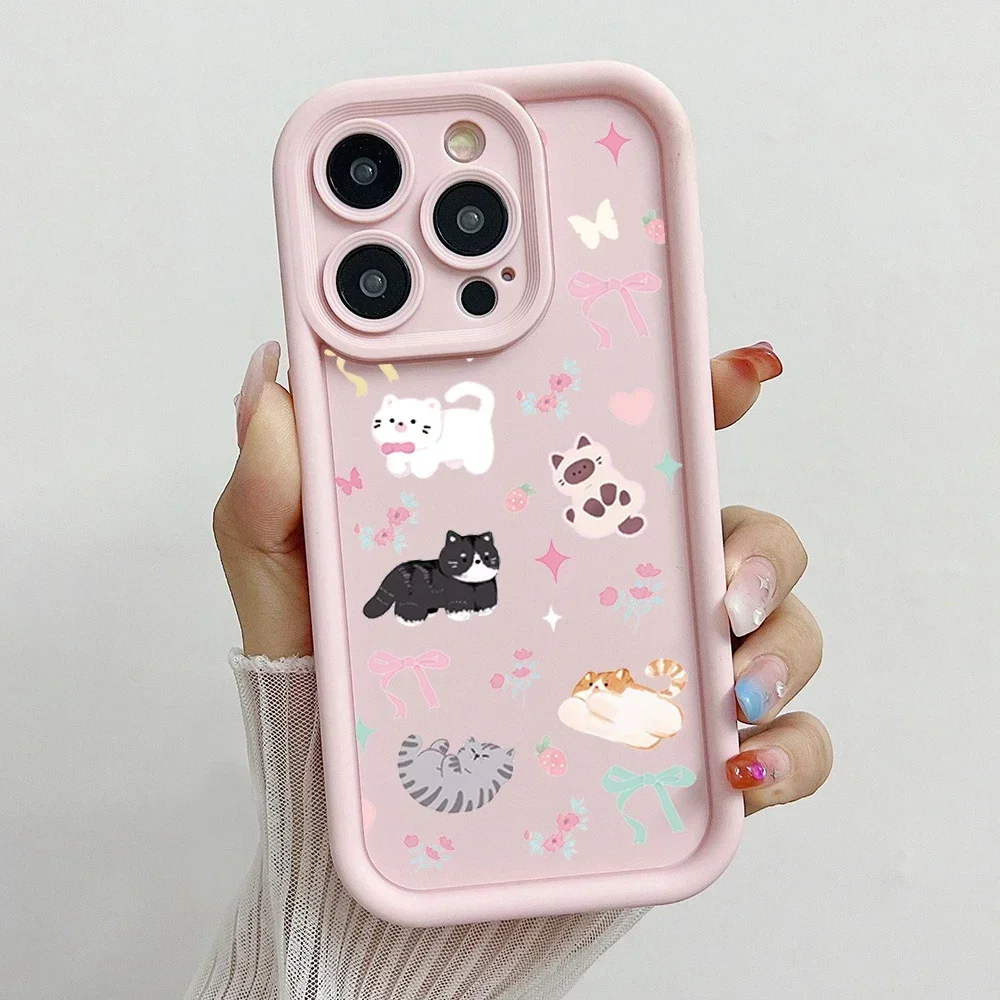 Cartoon Cat Soft TPU Wrist Chain Lanyard Phone Case