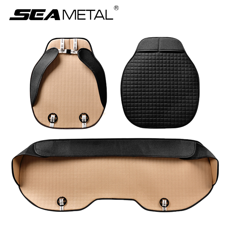 Flax Car Seat Cover Four Seasons Front Rear Linen Fabric Cushion Breathable Seat Protector Mat Pad for Auto Interior Accessories