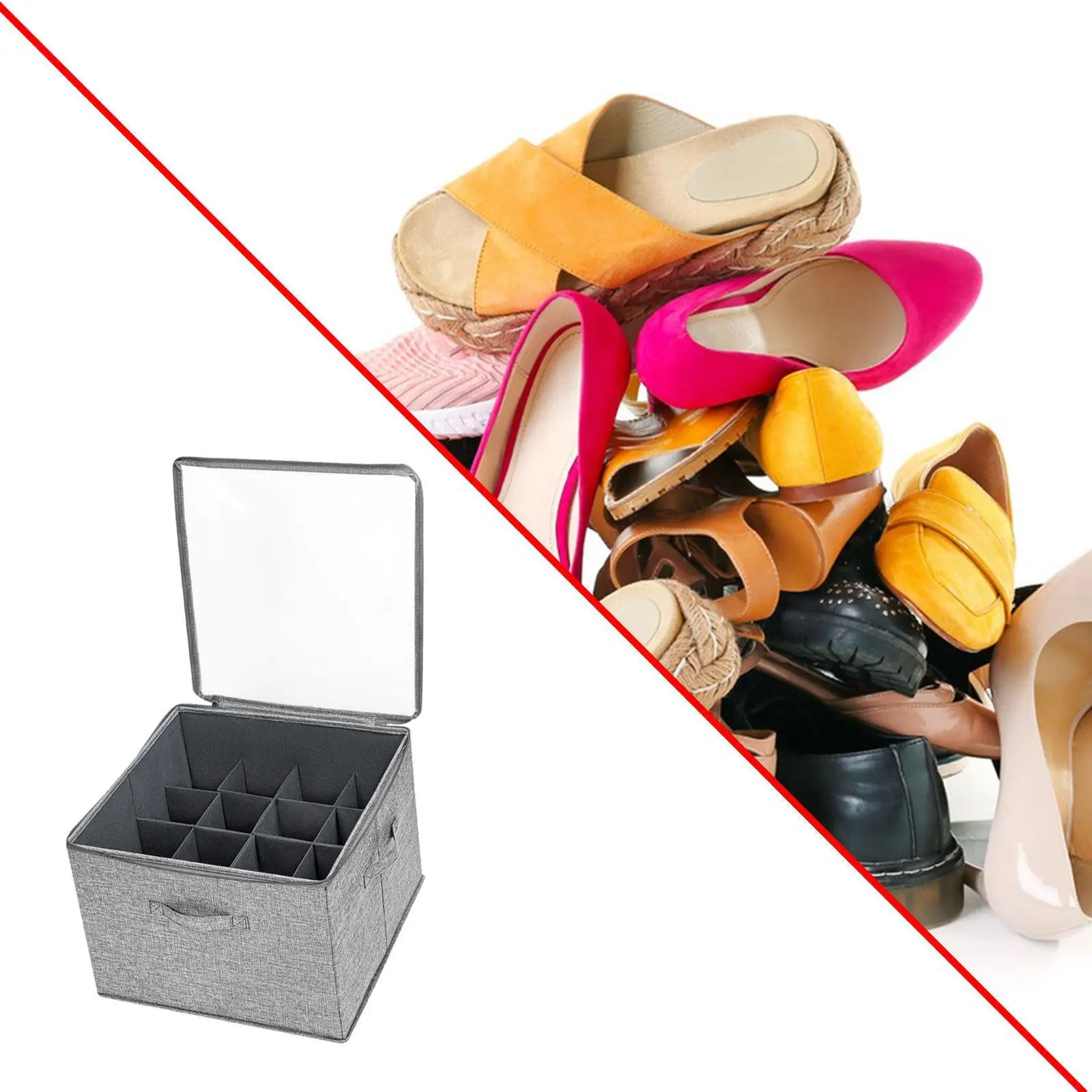 Shoe Storage Container 16 Compartments Folding for Loafers Flip Flops Flats 3