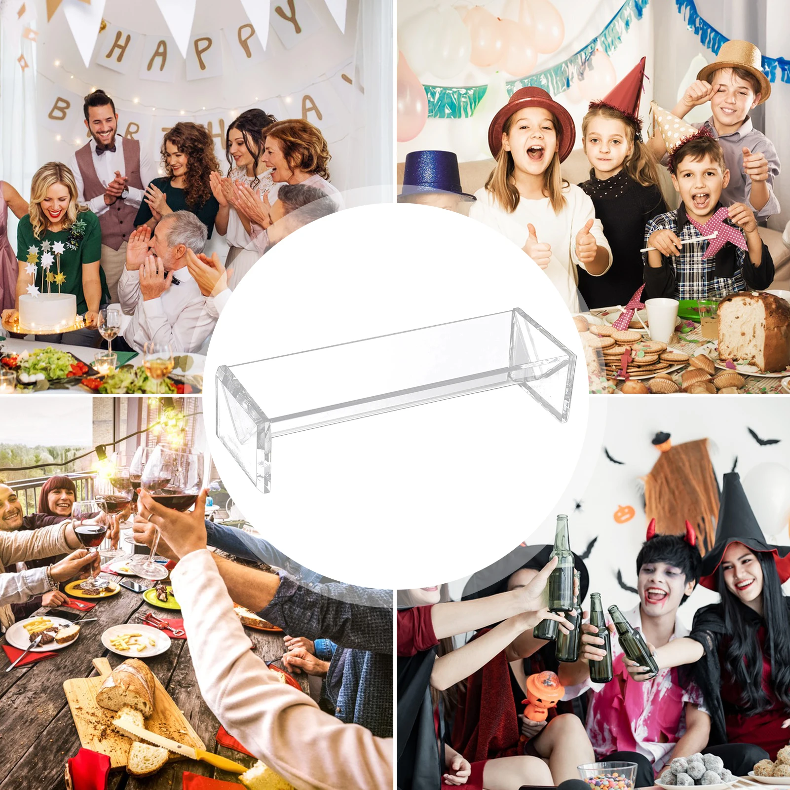 22x7x5cm Acrylic Serving Tray for Crackers&Appetizers Rectangular Party Snack Holder Non-Slip Food Display Stand Party Supplies cracker tray