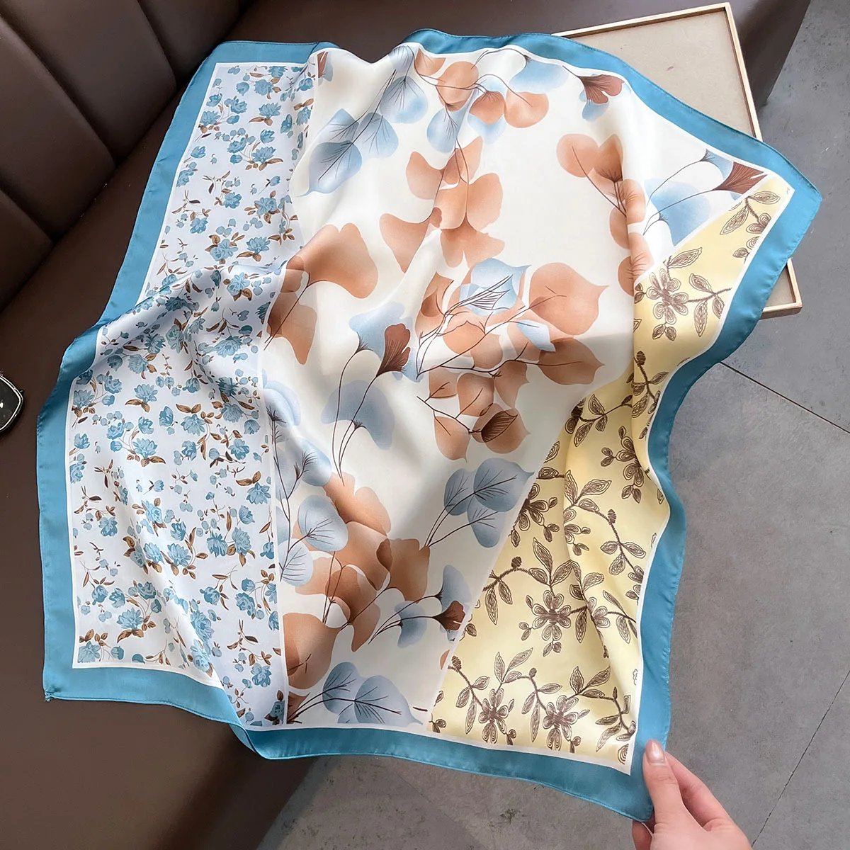 Yellow Lemon Print Square Silk Scarf - Fashionable Neck Tie & Decorative Neckerchief