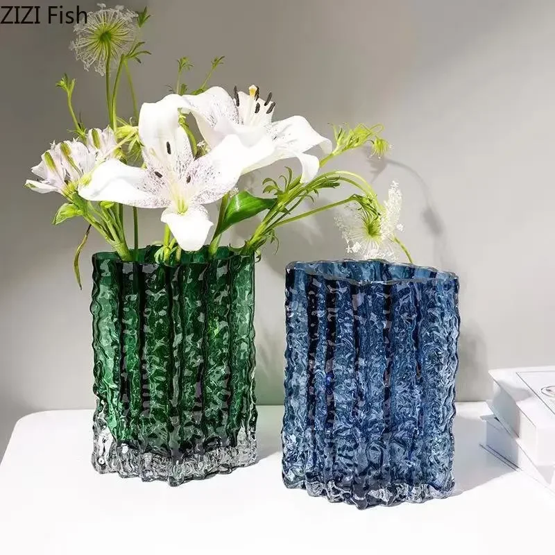 Creative Glacier Glass Vase Transparent Hydroponics Flowers Pots Desk Decoration Flower Arrangement Floral Vases Modern Decor 3