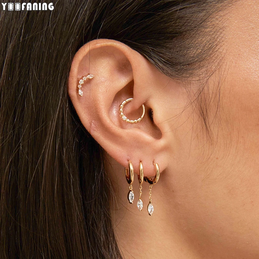 أقراط دائرية من الفضة الإسترلينية البسيطة للنساء ،...