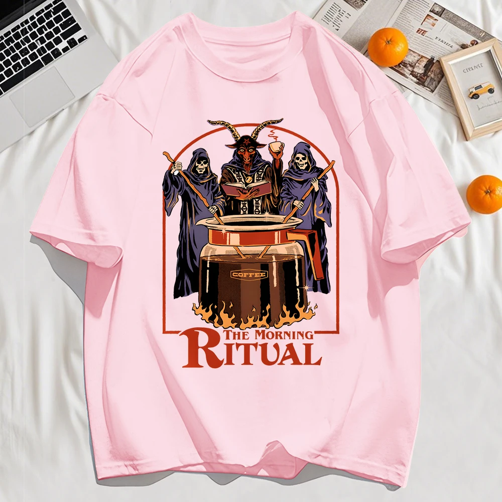 The Morning Ritual Prints Herren T-Shirt Sommer Atmungsaktive Baumwolle Lose T-Shirts All-Match O-Ausschnitt Weiches Unisex Top – Detail 14