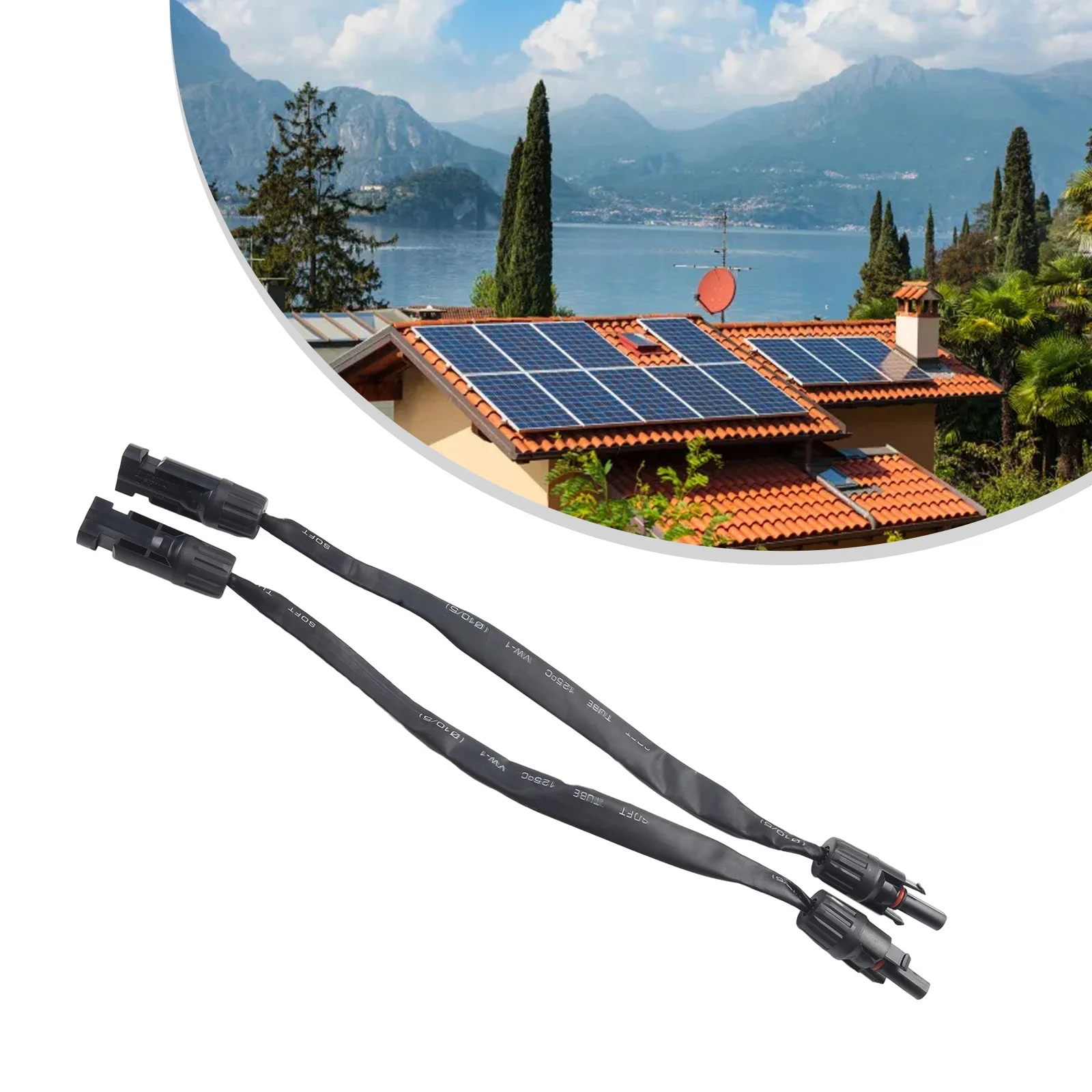 PV Solar Cable Feedthrough 4mm&sup2;/6mm&sup2; 1M Cable Copper Flat Connection Solar Balcony Door Window Connection Line Parts 2pcs