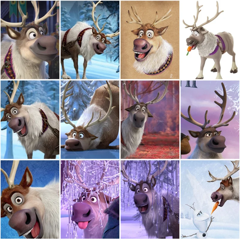 Disney Frozen Sven Diamond Painting Cartoon Cross Stitch Full Round Diamond Ricamo Diamond Mosaic Home Decor Art Gift