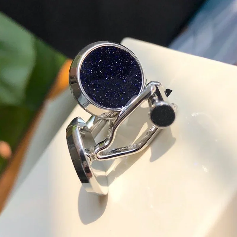 PJS Cuff Links MB Starry Sky Designer 1:1 High Quality Black Man Shirt Cufflinks Classic Buttons With Box Set