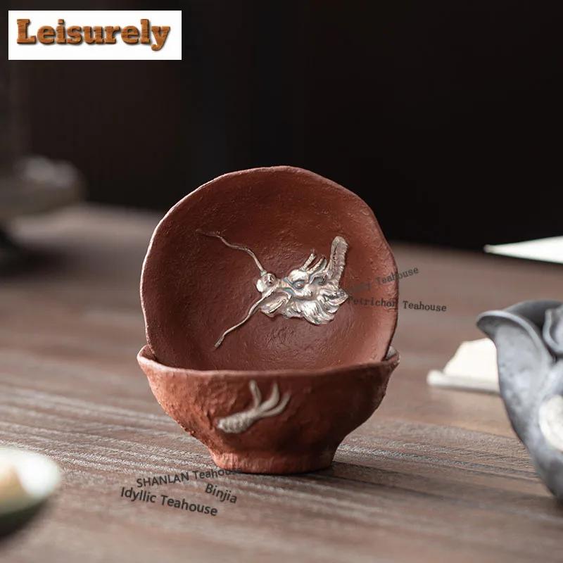 Auspicious Dragon Zisha Handheld Tea Set Complete Set Antique Tea Ceremony Set Teapot And Tea Cup Set Teaset Supplies Craft Gift