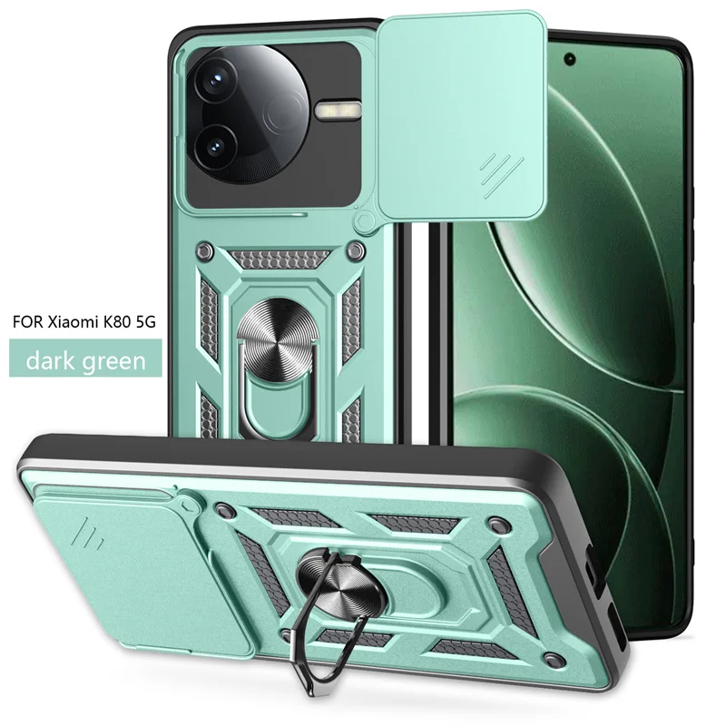 Magnetic Ring Holder Armor Back Cover - Shockproof Protective Case with Car Mount Feature