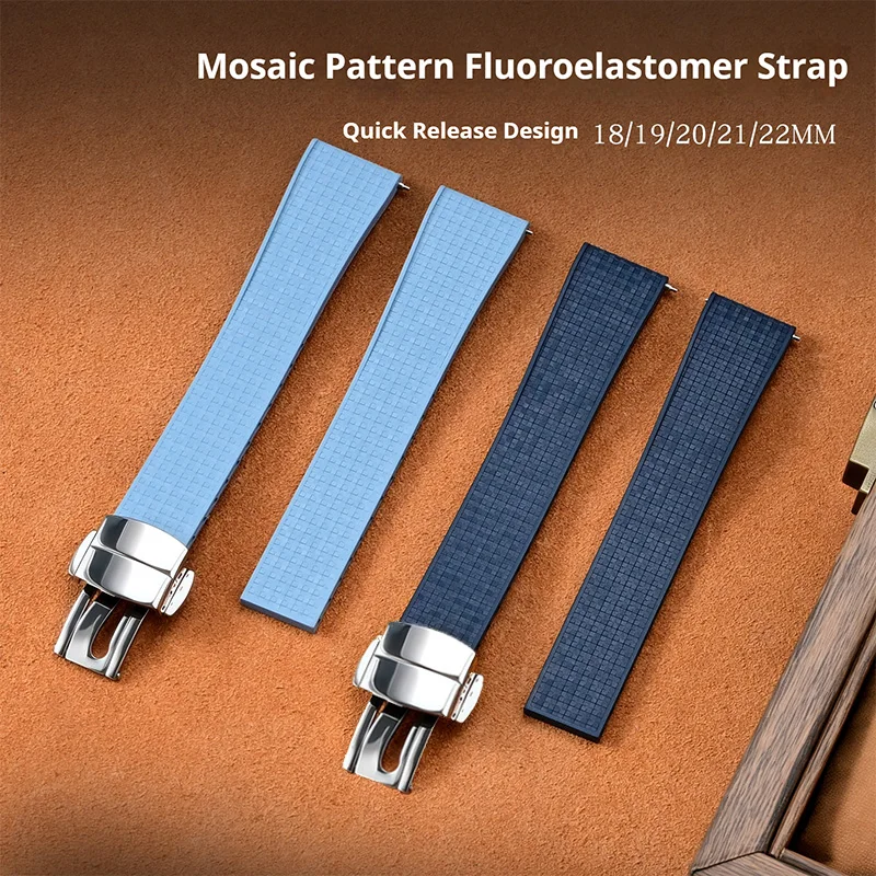 Fashionable Marseille Pattern Fluororubber Smartwatch Strap - Men's High-End Watch Accessory