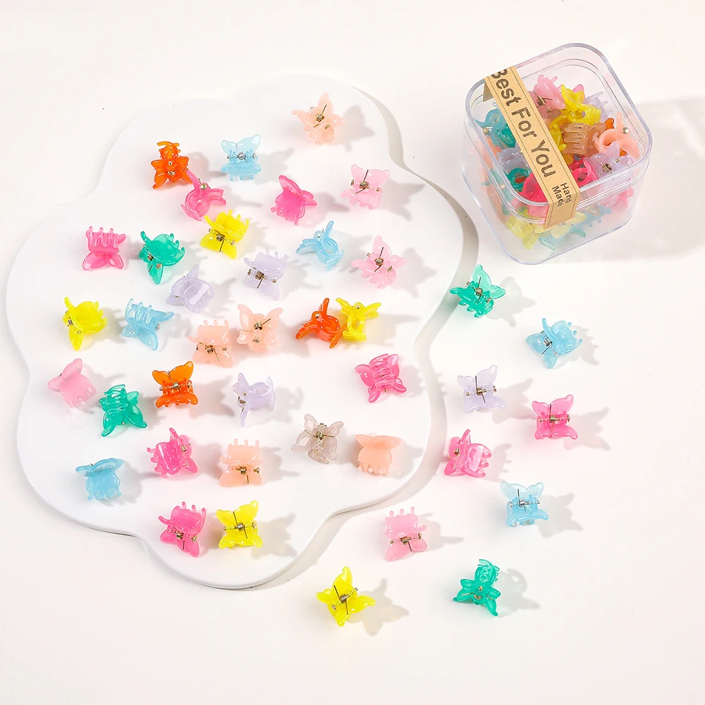 Colorful Sweet Hair Clips Set - 40 PCS Cute Mini Crab Hairpins