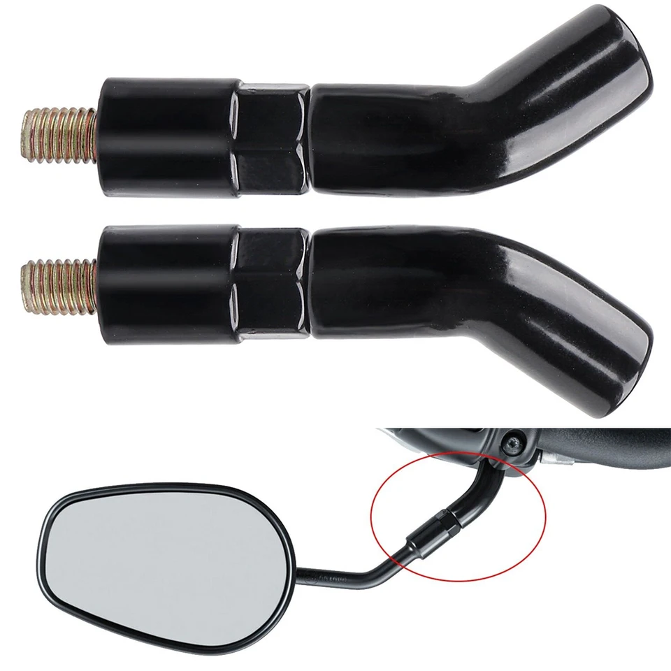 Krator 3-Inch Black Mirror Stem Extenders – Fits Harley-Davidson Motorcycles
