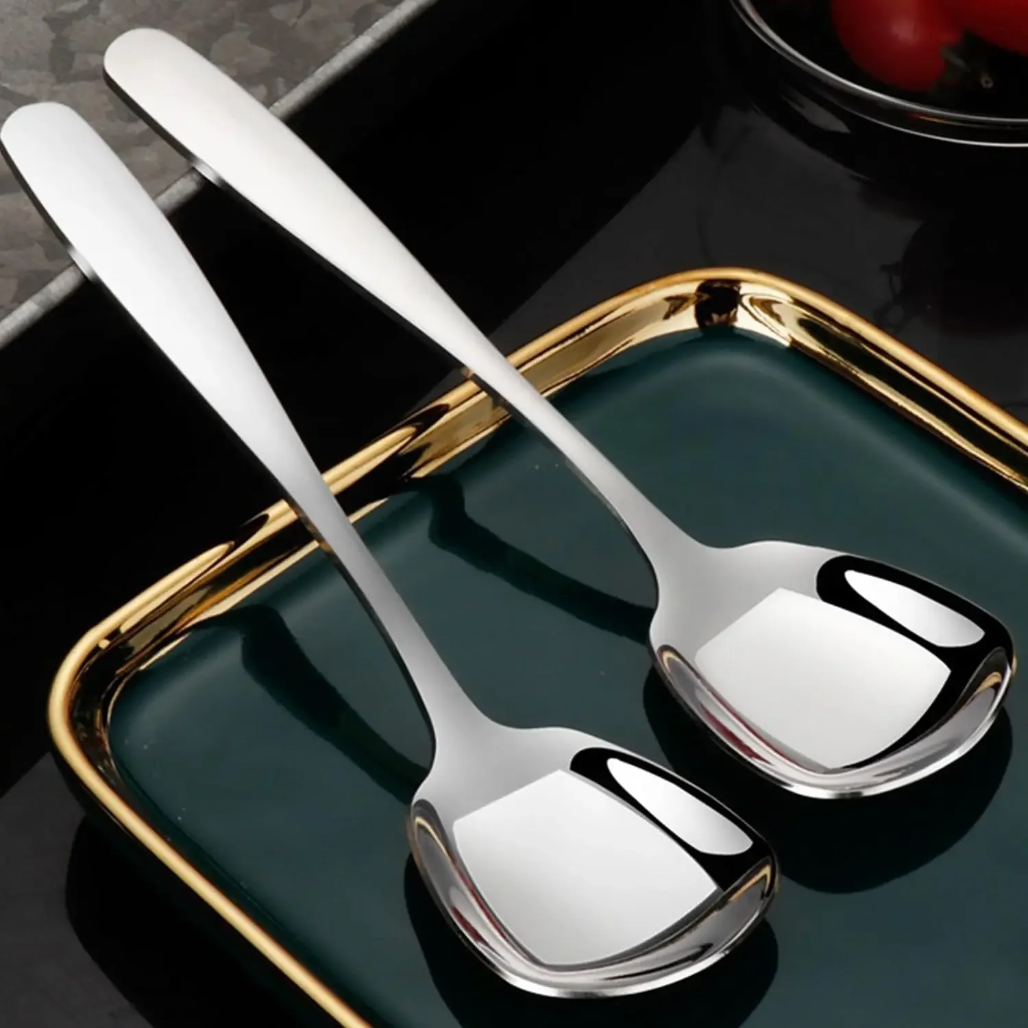 Dining Spoon Stainless Steel Round Spoon Dining Spoon Kitchen Tool Dishwasher Washable Fine Mirror Polishing
