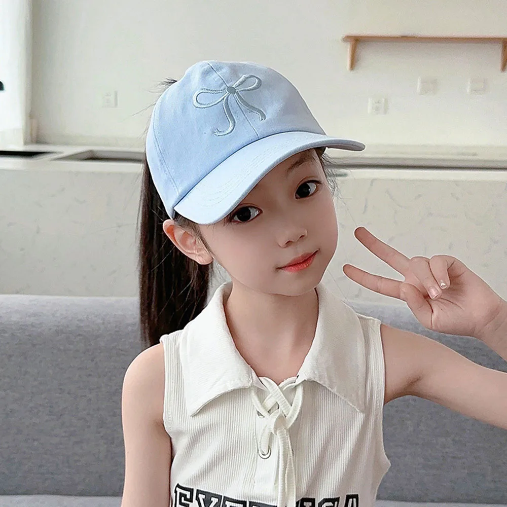 INS Summer Children Cute Bowknot Embroidery Simple Casual Boys And Girls Out Sunshade Sunblock Empty Top Breathable Baseball Cap