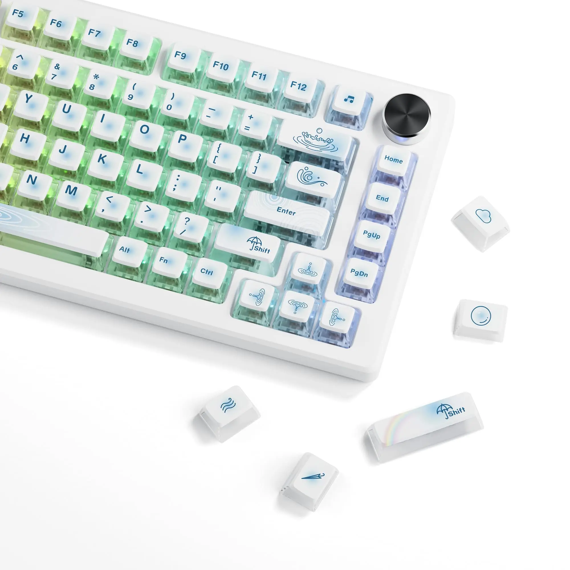 

116 Keys Water Drop Dye-Sub Pudding PBT Keycaps Crystal Transparent ASA Profile for Cherry MX Switches Mechanical Gamer Keyboard