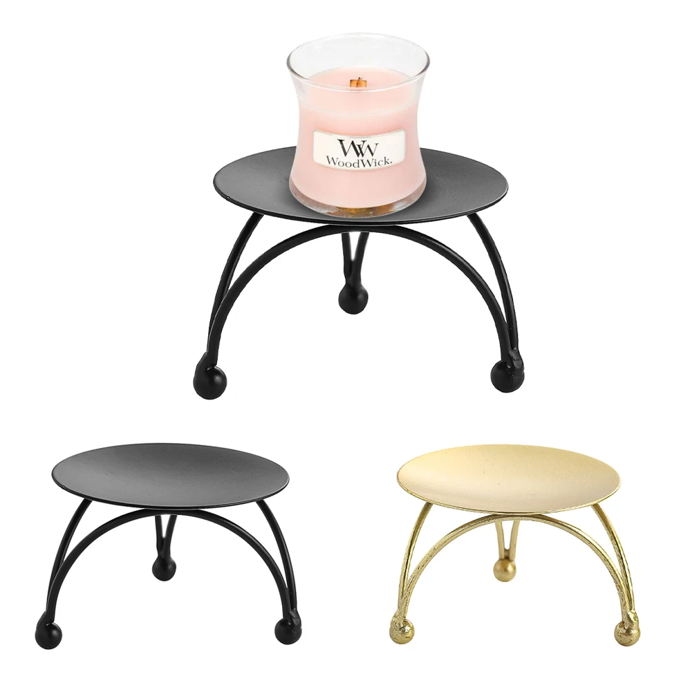 Metal Round Desktop Candlestick Room Decoration Tripod Stand Halloween Candle Holder Home Hand Craft Stone Crystal Ornament Base 1