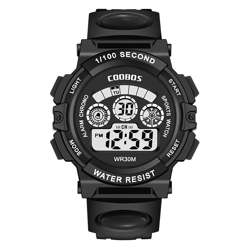 COOBOS Kids' Waterproof Digital Sport Watch with Silicone Strap - Fashionable Big Dial Design