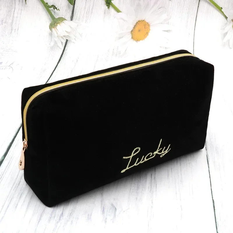 Women Zipper Velvet Make Up Bag Travel Large Cosmetic Bag for Makeup Solid Color Female Make Up Pouch Necessaries Storage bag 4