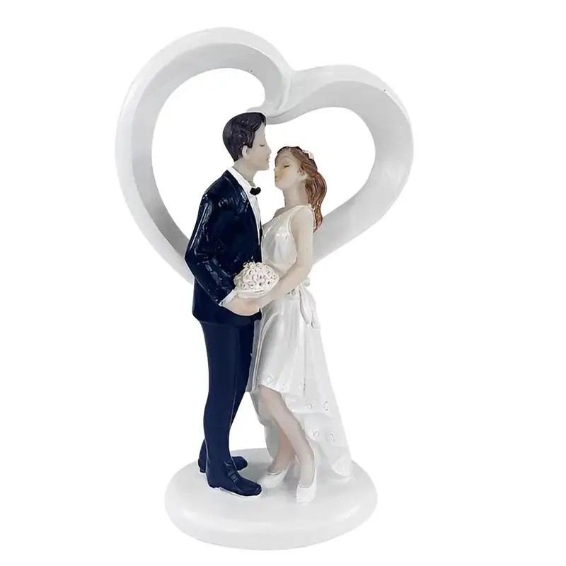 

Bride and Groom Figurines Resin Wedding Cake Topper Decorations Decorative Sculptures for Proposal Anniversary Elegant Statues