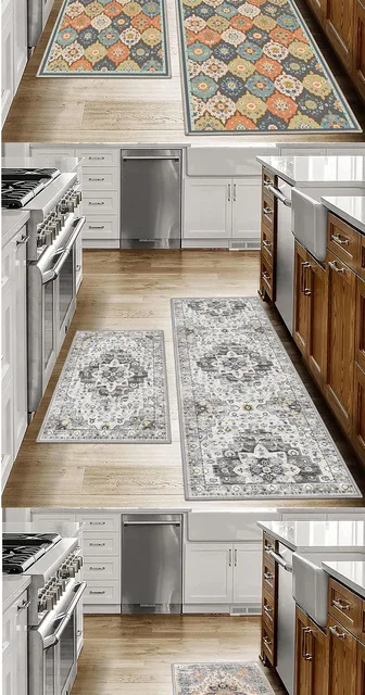 VIKAMA BOHE Tappeto in velluto di cristallo Texture alta e bassa Cucina Bagno Soggiorno Tappeto da pavimento Pieghevole Lavaggio Tappetino Decorazioni per la casa 5