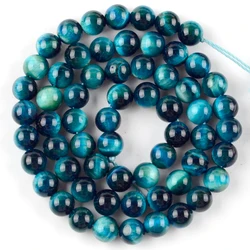 Vibrant Natural Stone Beads - Multi - Size Colorful Jaspers & Turquoises for DIY Jewelry & Bracelets (Blue Tiger Eye)